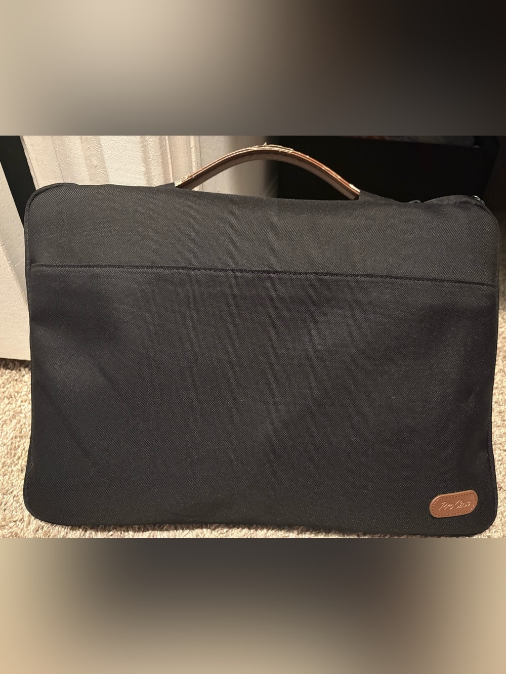 Professional Black Laptop Briefcase with Leather Accent